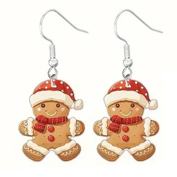 Gingerbread Christmas Holiday Earrings - Picture 2 of 2